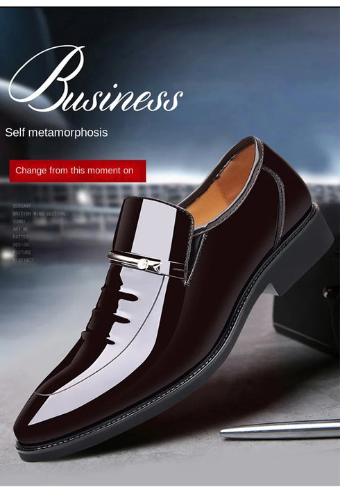 Men Patent Leather Casual Loafers Slip On Shoes for Business and Party